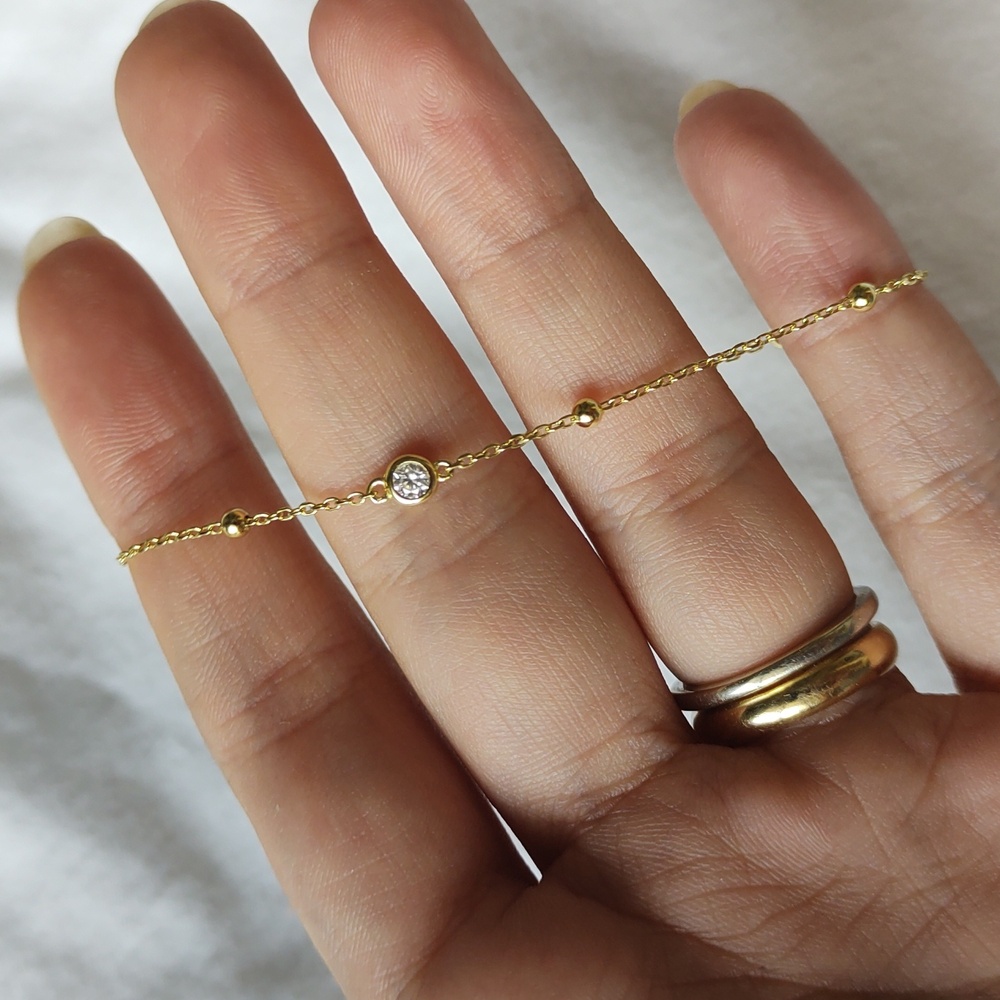 Beaded moissanite vermeil bracelet - Picture 3 of 10